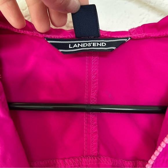 Lands' End Bright Pink Windbreaker Lightweight Zip Jacket With Velcro Pockets - Picture 4 of 14